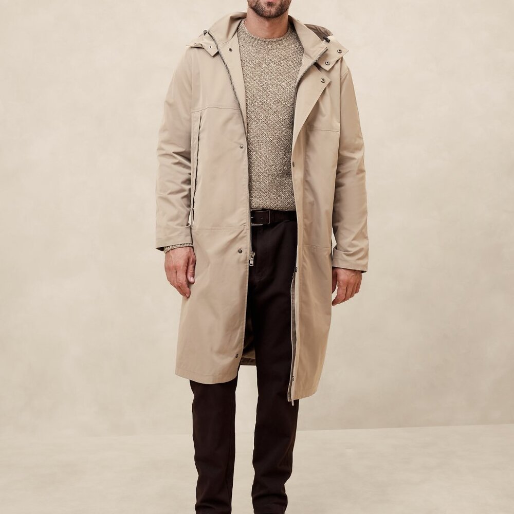 Banana Republic Factory Oversized Water Resistant Taupe Modern Anorak